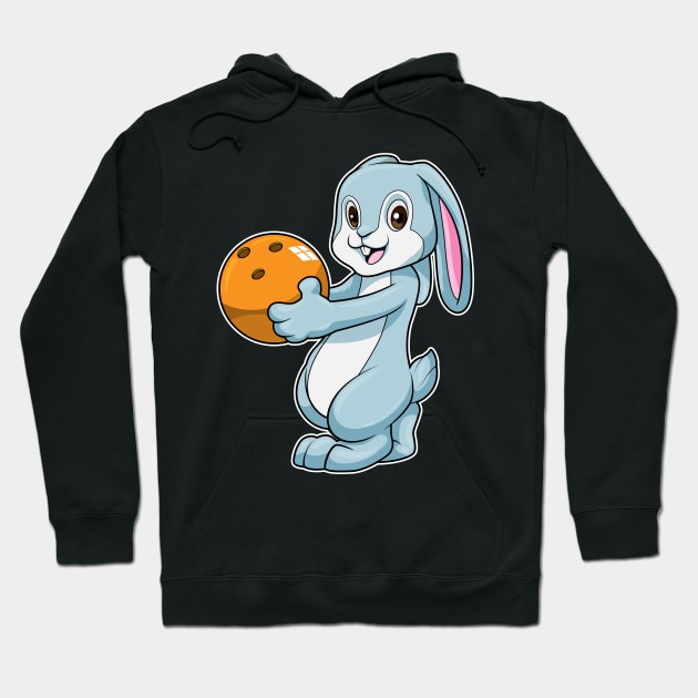 Rabbit at Bowling with Bowling ball Hoodie by Markus Schnabel